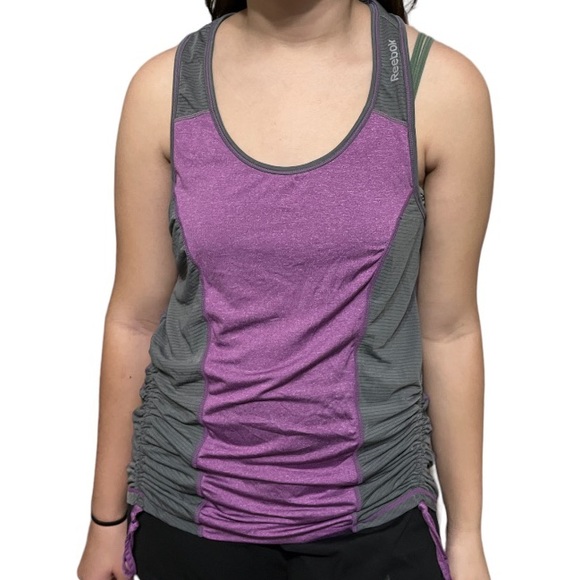 EUC Reebok Racerback Ribbed Ruched Workout Tank Women’s Medium - Picture 2 of 11